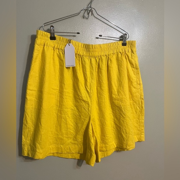 Universal Standard Womens Plus Yellow Linen Blend Pull On Shorts Size M NWT - Picture 2 of 13